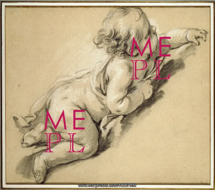  : A putto reclining to right