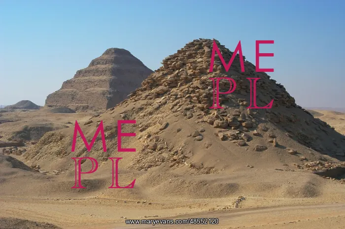  : Pyramid of Userkaf. At background, Djoser Pyramid. Egypt