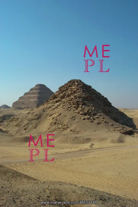 : Pyramid of Userkaf. At background, Djoser Pyramid. Egypt : Pyramid of Userkaf. At background, Djoser Pyramid. Egypt