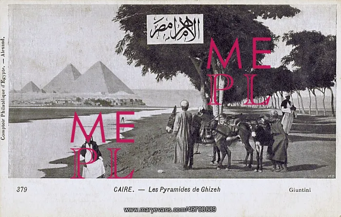 : The Pyramids of Giza - Cairo, Egypt - inset Arabic Script : The Pyramids of Giza - Cairo, Egypt - inset Arabic Script