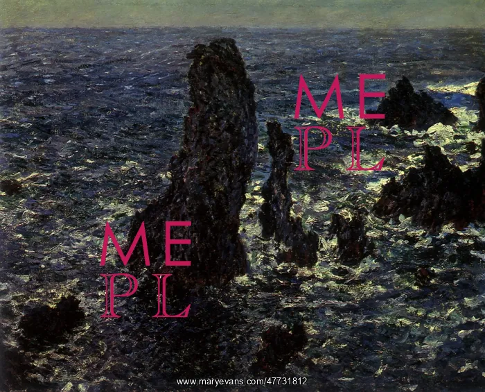 : The Pyramids at Port-Coton, Heavy sea, by Monet : The Pyramids at Port-Coton, Heavy sea, by Monet