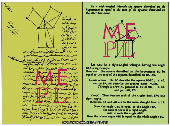 : Pythagorean Theorem, Arabic and English : Pythagorean Theorem, Arabic and English