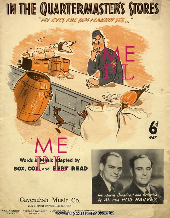 : In The Quartermaster's Stores - Song Sheet : In The Quartermaster's Stores - Song Sheet