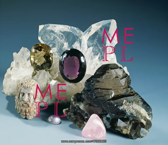 : Quartz. Colourless and smoky quartz crystals, amethyst : Quartz. Colourless and smoky quartz crystals, amethyst
