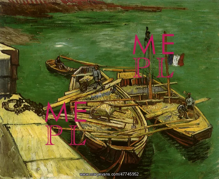: Quay with Men Unloading Sand Barges, by Van Gogh : Quay with Men Unloading Sand Barges, by Van Gogh
