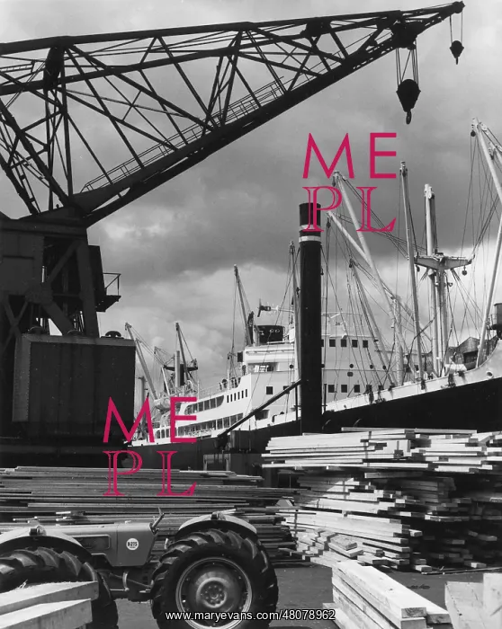 : Quayside scene with large ship, Manchester Docks : Quayside scene with large ship, Manchester Docks