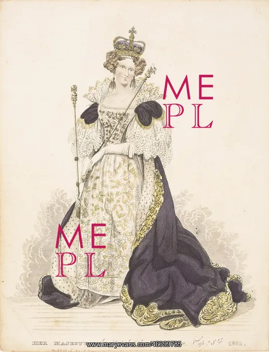 : Queen Adelaide in her coronation robes, 1831 : Queen Adelaide in her coronation robes, 1831