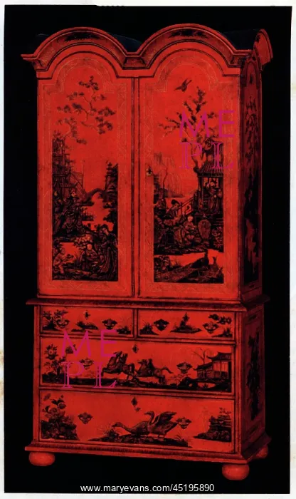 : Queen Anne Red Lacquer Cabinet : Queen Anne Red Lacquer Cabinet