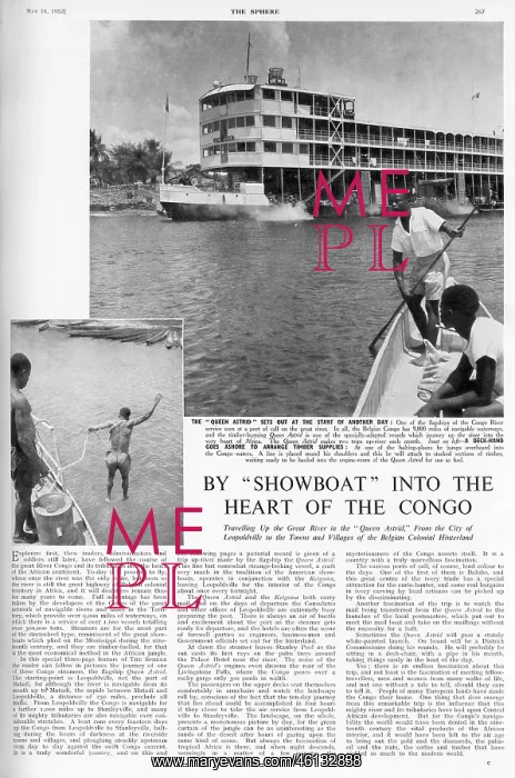: Queen Astrid steamer on the Congo River : Queen Astrid steamer on the Congo River