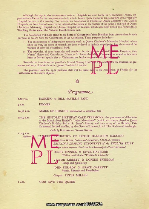 : Queen Charlotte's Ball programme : Queen Charlotte's Ball programme