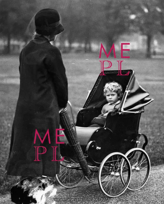 : Queen Elizabeth in her pram aged three : Queen Elizabeth in her pram aged three