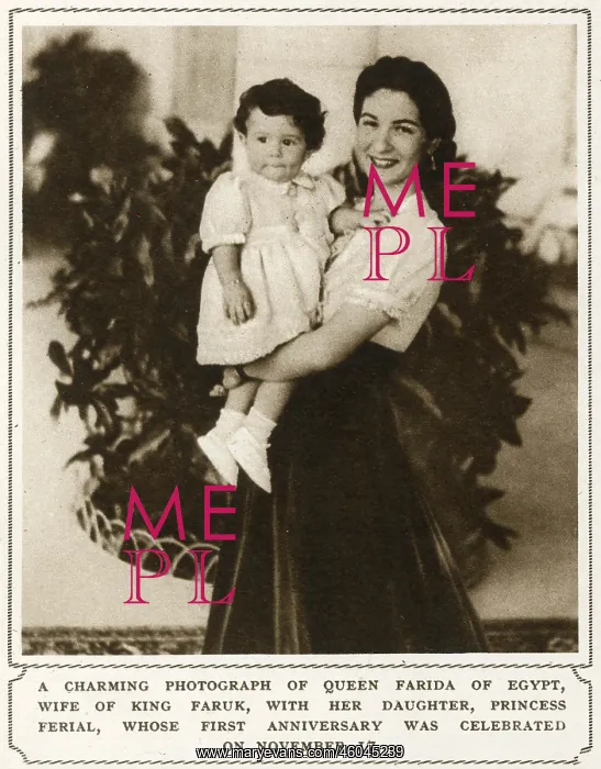 : Queen Farida of Egypt and Princess Ferial : Queen Farida of Egypt and Princess Ferial