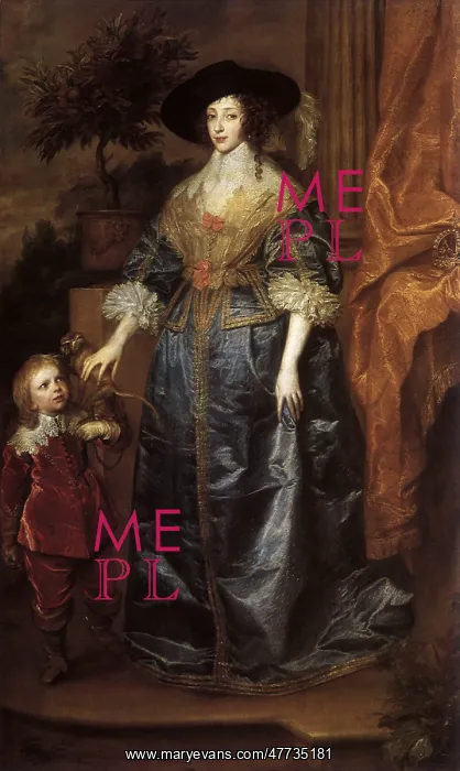  : Queen Henrietta Maria with Her Dwarf, by Van Dyck