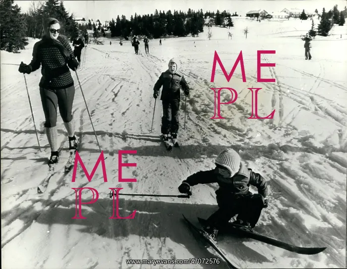 : Queen Margrethe of Denmark and sons skiing : Queen Margrethe of Denmark and sons skiing