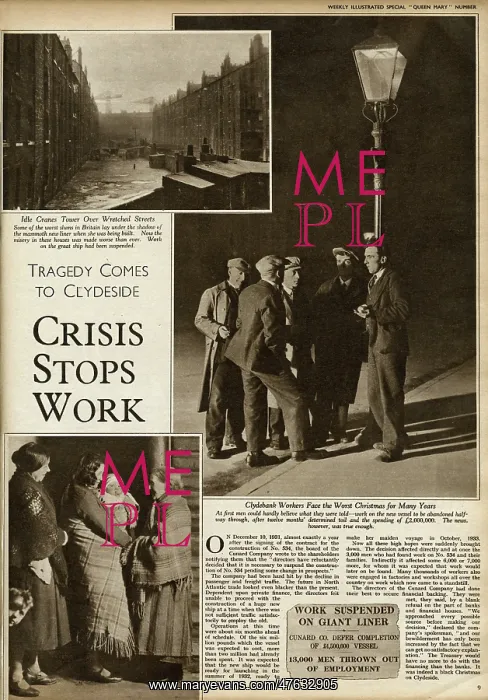: Queen Mary Ocean Liner crisis stops work : Queen Mary Ocean Liner crisis stops work
