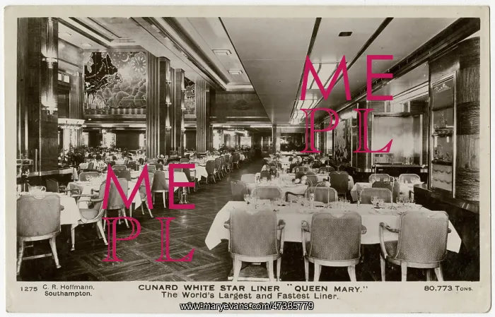 : Queen Mary Ocean Liner, dining saloon : Queen Mary Ocean Liner, dining saloon