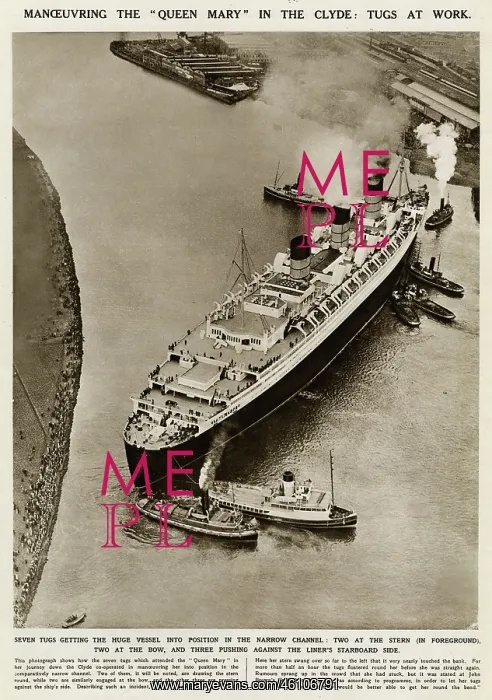 : Queen Mary Ocean Liner, manoeuvring down the Clyde : Queen Mary Ocean Liner, manoeuvring down the Clyde
