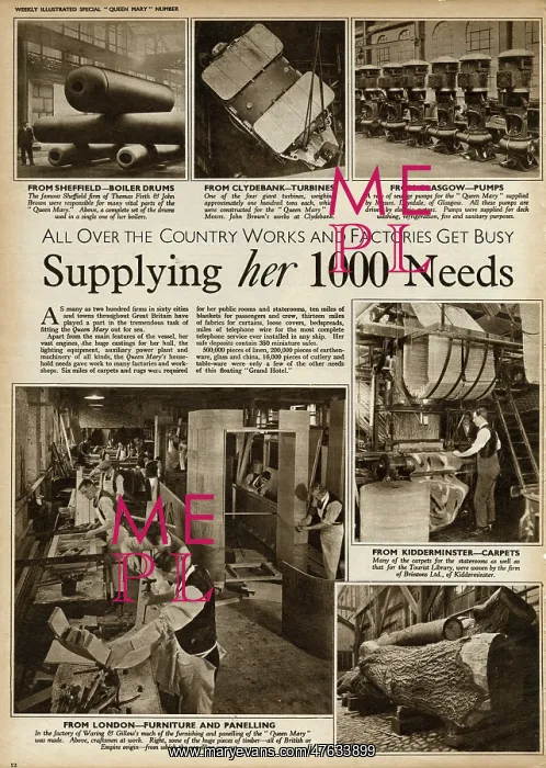 : Queen Mary Ocean Liner, supplying her 1000 needs : Queen Mary Ocean Liner, supplying her 1000 needs