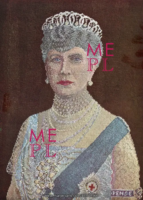 : Queen Mary - portrait in Petit Point : Queen Mary - portrait in Petit Point