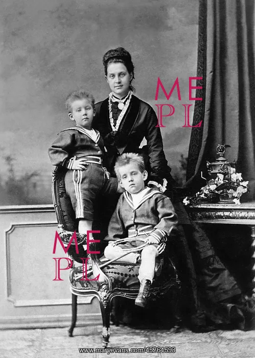  : Queen Olga of Greece with her elder sons