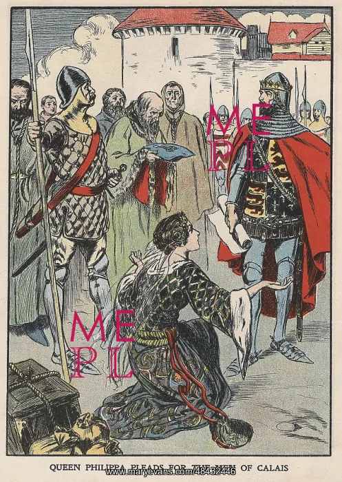 : Queen Philippa pleading with her husband, Edward : Queen Philippa pleading with her husband, Edward