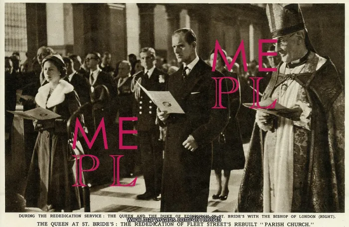 : Queen at rededication service at St. Bride's : Queen at rededication service at St. Bride's