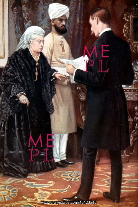 : Queen Victoria listening to a dispatch from the : Queen Victoria listening to a dispatch from the