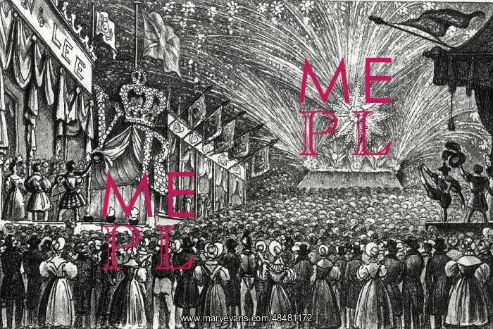: Queen Victoria's Coronation Fair, with fireworks, Hyde Park : Queen Victoria's Coronation Fair, with fireworks, Hyde Park