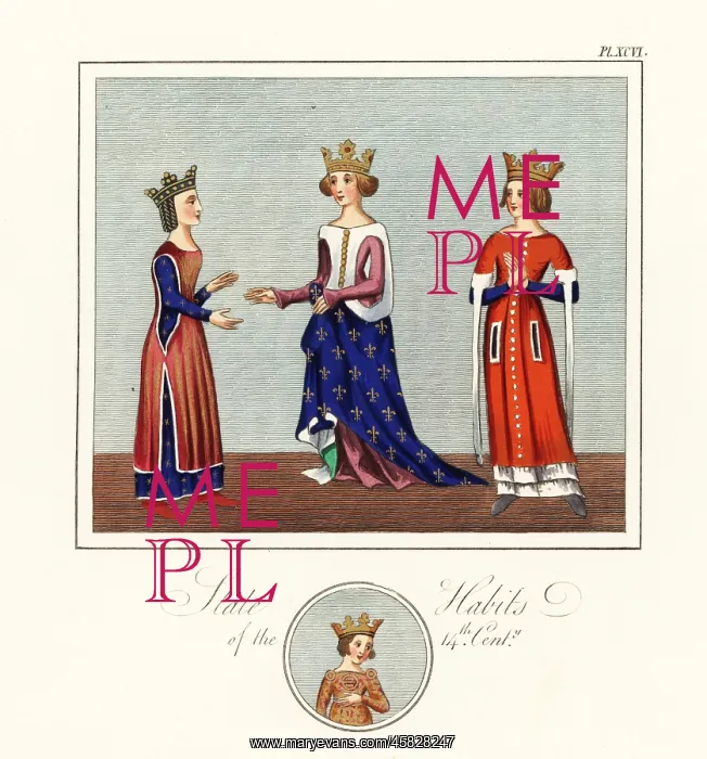 : Queens in ceremonial robes, 14th century : Queens in ceremonial robes, 14th century