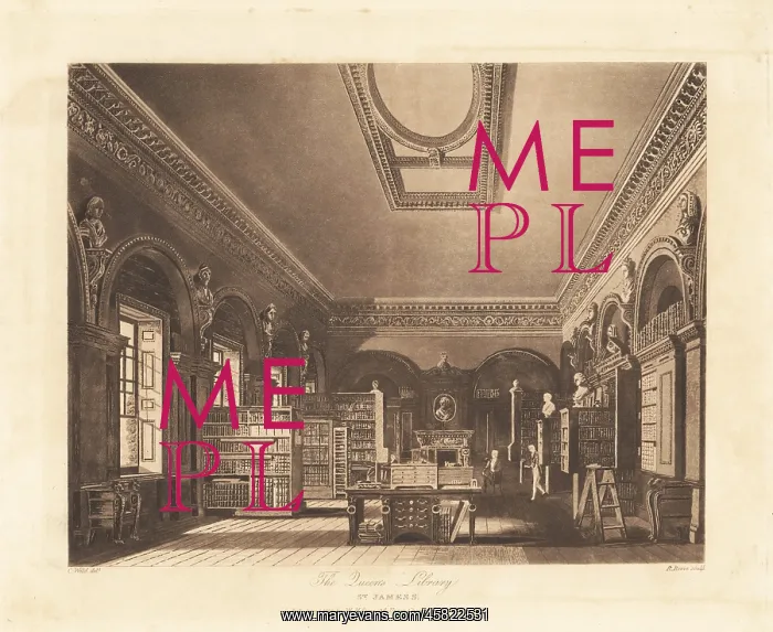 : The Queen's library, St James Palace, 1816 : The Queen's library, St James Palace, 1816