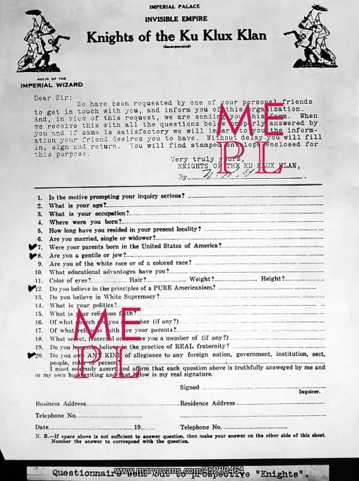: Questionnaire sent out to prospective members ? : Questionnaire sent out to prospective members ?
