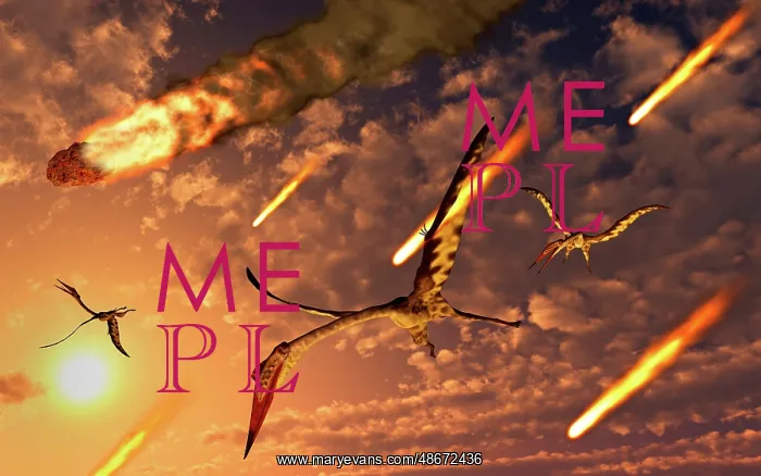 : Quetzalcoatlus try to avoid meteorites during : Quetzalcoatlus try to avoid meteorites during