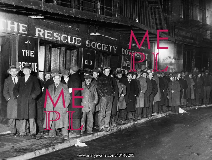 : Queue of unemployed in front of a factory gate : Queue of unemployed in front of a factory gate