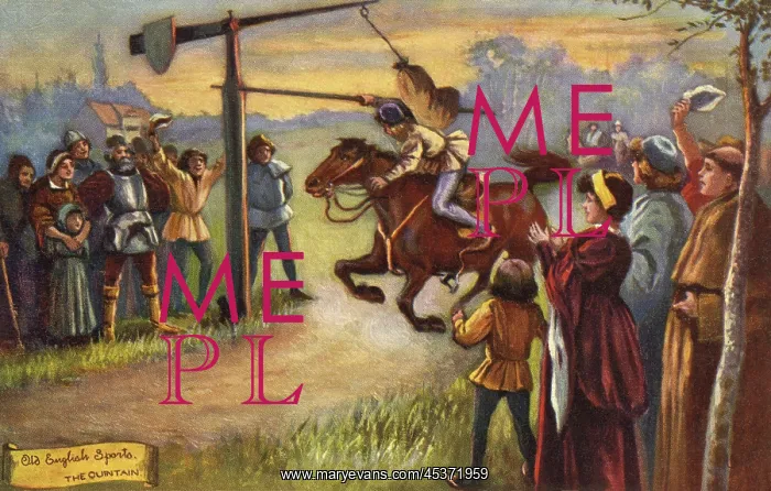 : Quintain. Old English Sports - Quintain, akin to jousting : Quintain. Old English Sports - Quintain, akin to jousting
