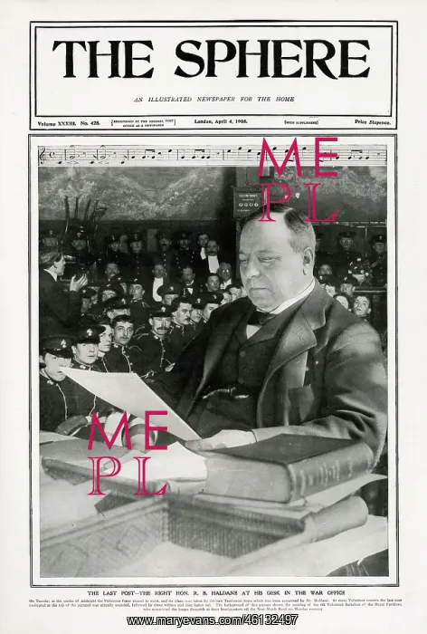 : R B Haldane at his desk in the War Office : R B Haldane at his desk in the War Office