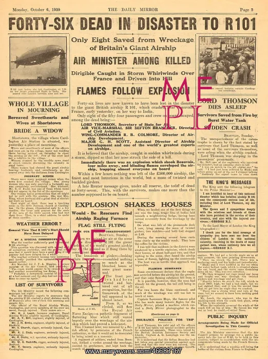 : R101 airship disaster : R101 airship disaster