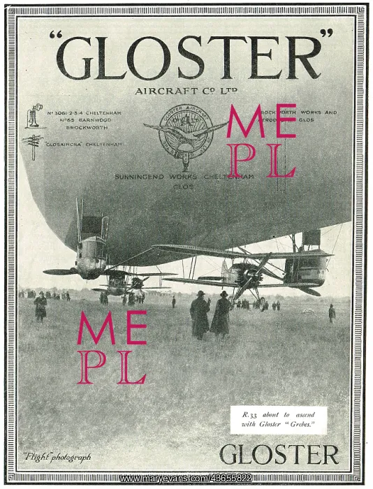 : R33 Airship About To Ascend With Gloster Grebes Attached : R33 Airship About To Ascend With Gloster Grebes Attached