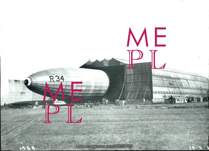 : The R34 airship being ~walked out : The R34 airship being ~walked out