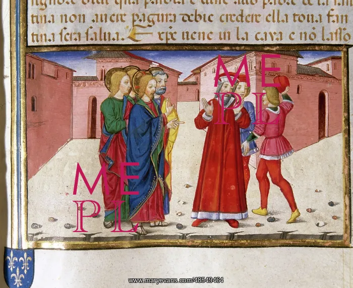 : As the rabbi of the synagogue (Jairo) talks with Jesus, a ma : As the rabbi of the synagogue (Jairo) talks with Jesus, a ma