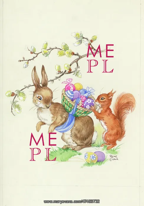  : Rabbit with Basket of Easter Eggs