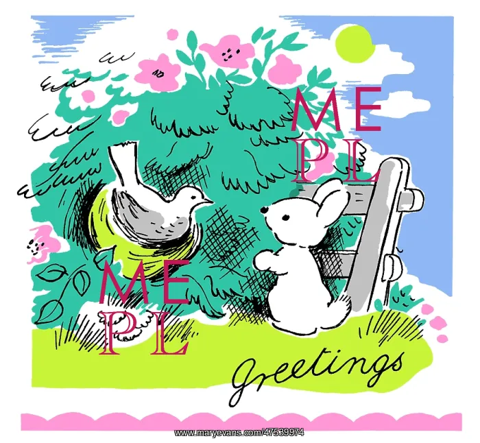 : Rabbit with Bird on Nest : Rabbit with Bird on Nest