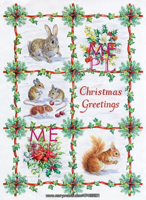 : Rabbit, mice and red squirrel in the snow : Rabbit, mice and red squirrel in the snow