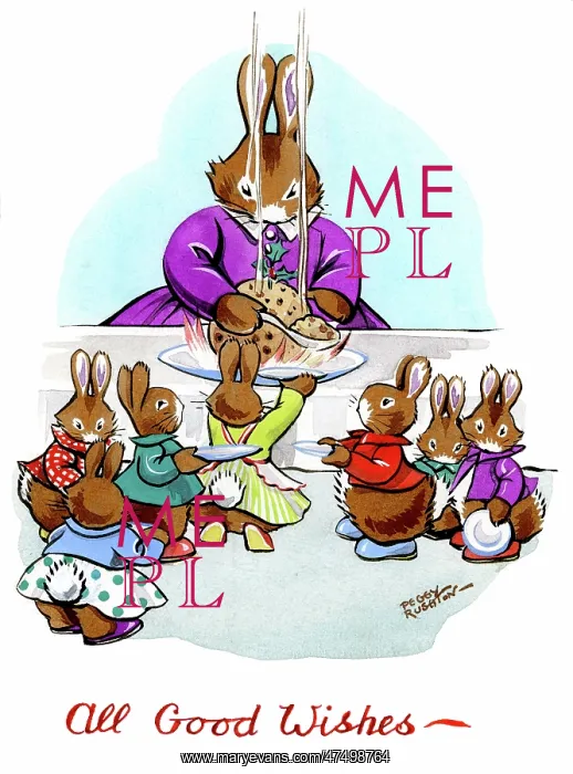 : Rabbits with Christmas pudding : Rabbits with Christmas pudding
