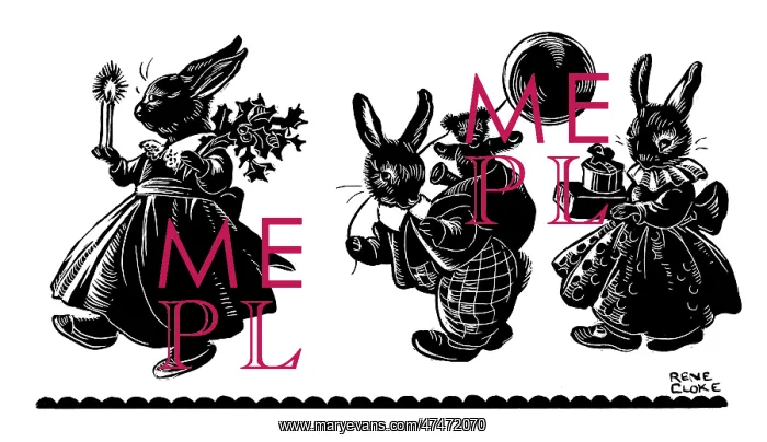  : Three rabbits going to bed