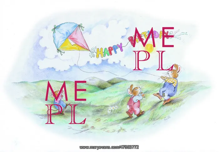 : Two rabbits with a kite : Two rabbits with a kite