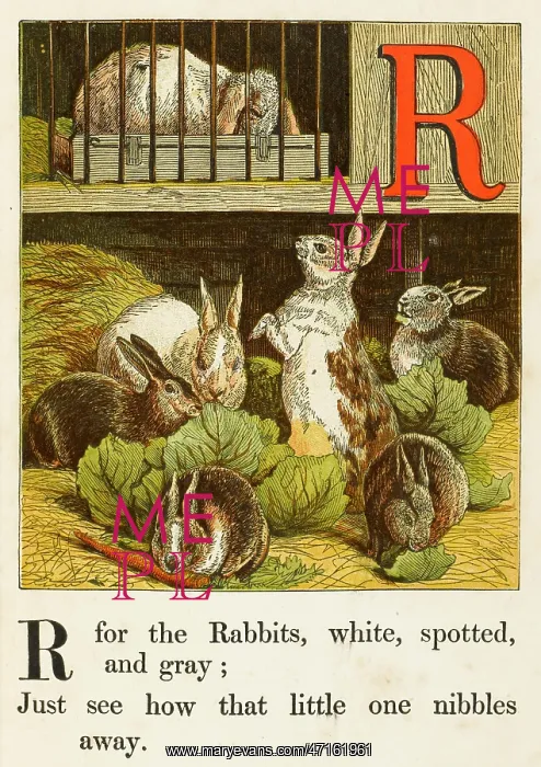 : RABBITS NIBBLING 1867 : RABBITS NIBBLING 1867