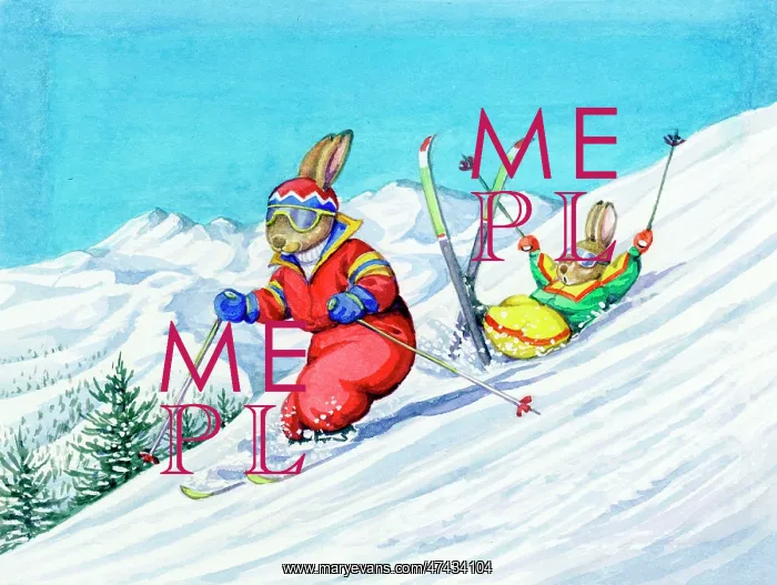 : Two Rabbits Skiing : Two Rabbits Skiing