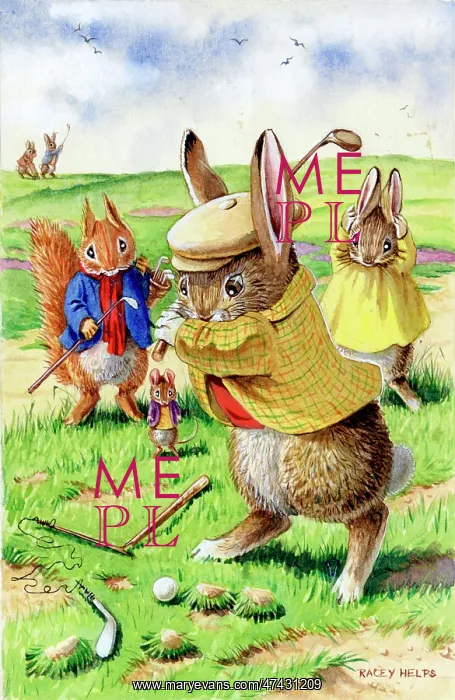 : Rabbits and Squirrel Playing Golf : Rabbits and Squirrel Playing Golf
