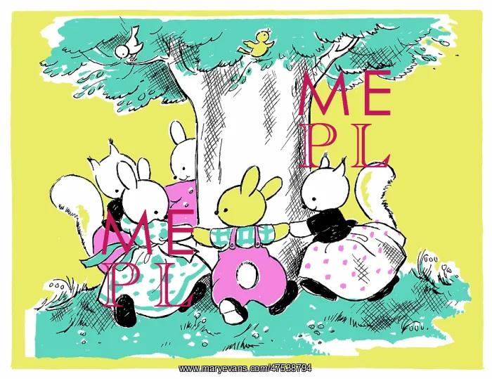  : Rabbits and Squirrels dancing round tree