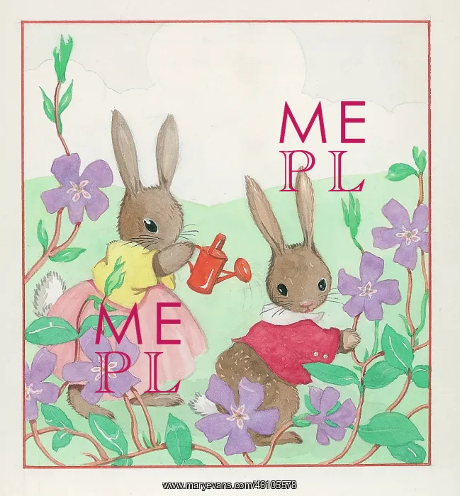 : Rabbits with a watering can : Rabbits with a watering can